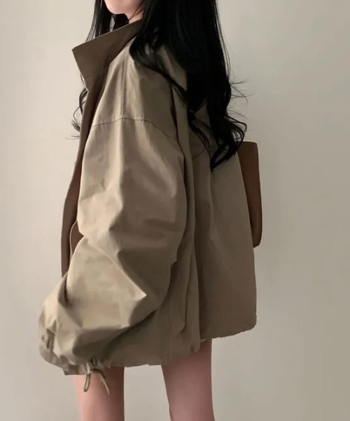 FAVORITO(ファヴォリート)の「ドローストリングジップ付きリラックスジャケット(その他アウター・レディース・ブラック/モカ・F)」の12枚目の写真