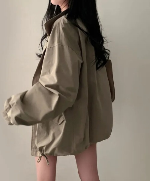 FAVORITO(ファヴォリート)の「ドローストリングジップ付きリラックスジャケット(その他アウター・レディース・ブラック/モカ・F)」の13枚目の写真