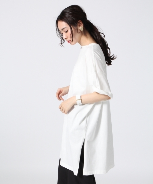 A part by（アパートバイ）の「C/ParvatiチュニックTシャツ　720619 （Tシャツ/カットソー・レディース・ブラック/チャコールグレー/ホワイト・FREE）」の7枚目の写真