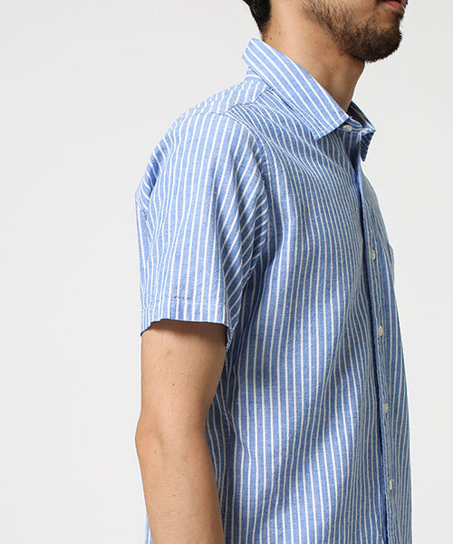 NANO universe（ナノユニバース）の「リネン混ストライプシャツ SS（シャツ/ブラウス・メンズ・ブルー/ネイビー/ピンク・MEDIUM/X-LARGE/SMALL/LARGE）」の15枚目の写真