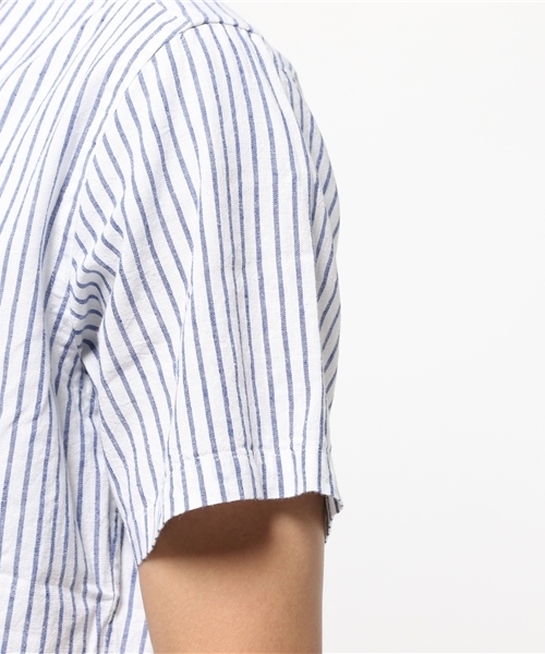 NANO universe（ナノユニバース）の「リネン混ストライプシャツ SS（シャツ/ブラウス・メンズ・ブルー/ネイビー/ピンク・MEDIUM/X-LARGE/SMALL/LARGE）」の7枚目の写真