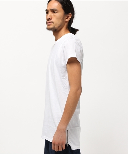 VENCEEXCHANGE（ヴァンスエクスチェンジ）の「サイドZIPロング丈Tシャツ（Tシャツ/カットソー・メンズ・ブラック/オフホワイト/ダークグリーン/ブラウン・LARGE/MEDIUM）」の5枚目の写真