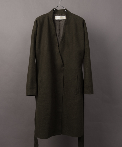 MANGROVE（マングローブ）の「【MANGROVE WOMEN'S】ウールフラノベルト付きコーディガン（ノーカラージャケット・レディース・ブラック/グレー/チャコールグレー/ネイビー/カーキ・FREE）」の4枚目の写真