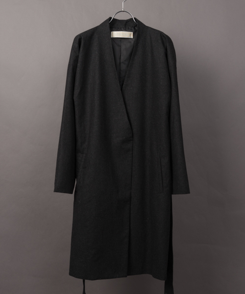 MANGROVE（マングローブ）の「【MANGROVE WOMEN'S】ウールフラノベルト付きコーディガン（ノーカラージャケット・レディース・ブラック/グレー/チャコールグレー/ネイビー/カーキ・FREE）」の3枚目の写真