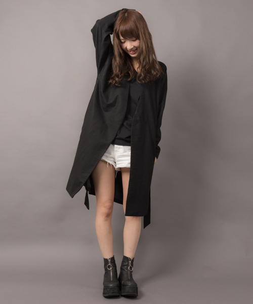 MANGROVE（マングローブ）の「【MANGROVE WOMEN'S】ウールフラノベルト付きコーディガン（ノーカラージャケット・レディース・ブラック/グレー/チャコールグレー/ネイビー/カーキ・FREE）」の13枚目の写真