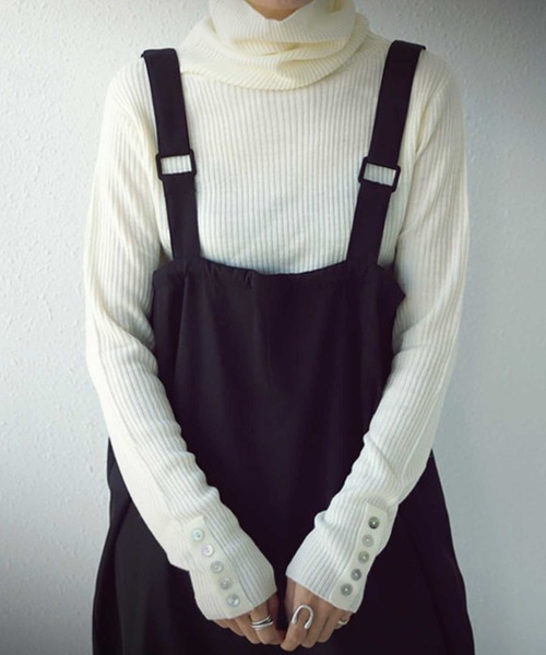 antiqua（アンティカ）の「手元ボタンリブタートルネック（ニット/セーター・レディース・オフホワイト/杢グレー/ブルー/ブラック・M）」の16枚目の写真