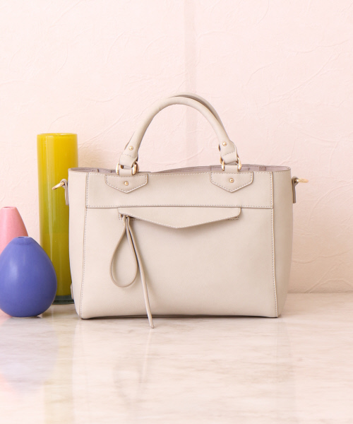 LOWELL things（ロウェル　シングス）の「【新色追加】フロントファスナーミニトート（トートバッグ・レディース・ダークグレー/ライトグリーン/アイボリー/ベージュ/ブラック・FREE）」の4枚目の写真