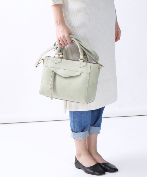 LOWELL things（ロウェル　シングス）の「【新色追加】フロントファスナーミニトート（トートバッグ・レディース・ダークグレー/ライトグリーン/アイボリー/ベージュ/ブラック・FREE）」の5枚目の写真