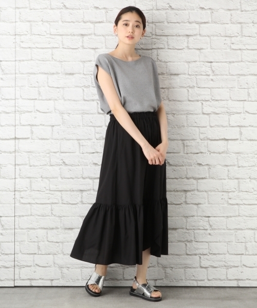 LEPSIM（レプシィム）の「モダール/ポリエステルティアードロングスカート 746003（スカート・レディース・ブラック/カーキ・FREE）」の10枚目の写真