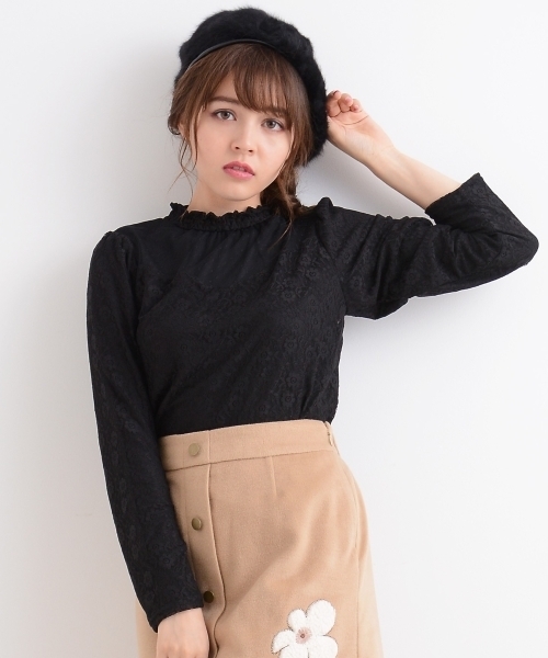 MAJESTIC LEGON（マジェスティックレゴン）の「【WEB限定価格】ドット×レースコンビプルオーバー（Tシャツ/カットソー・レディース・オフホワイト/アイボリー/ブラック・MEDIUM）」の3枚目の写真