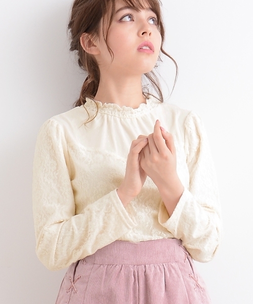 MAJESTIC LEGON（マジェスティックレゴン）の「【WEB限定価格】ドット×レースコンビプルオーバー（Tシャツ/カットソー・レディース・オフホワイト/アイボリー/ブラック・MEDIUM）」の5枚目の写真