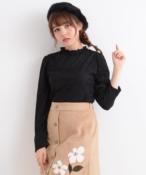 MAJESTIC LEGON（マジェスティックレゴン）の「【WEB限定価格】ドット×レースコンビプルオーバー（Tシャツ/カットソー・レディース・オフホワイト/アイボリー/ブラック・MEDIUM）」の7枚目の写真