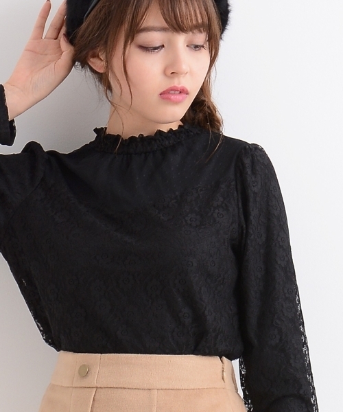 MAJESTIC LEGON（マジェスティックレゴン）の「【WEB限定価格】ドット×レースコンビプルオーバー（Tシャツ/カットソー・レディース・オフホワイト/アイボリー/ブラック・MEDIUM）」の18枚目の写真