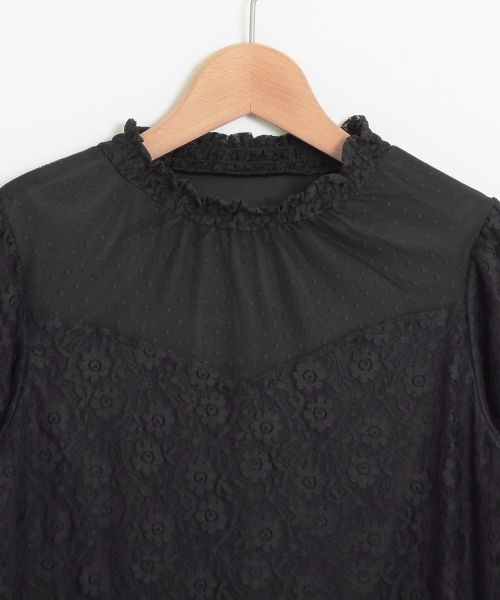 MAJESTIC LEGON（マジェスティックレゴン）の「【WEB限定価格】ドット×レースコンビプルオーバー（Tシャツ/カットソー・レディース・オフホワイト/アイボリー/ブラック・MEDIUM）」の10枚目の写真