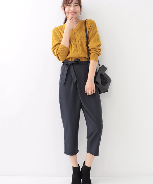 earth music&ecology（アースミュージックアンドエコロジー）の「・ケーブルニットプルオーバー（ニット/セーター・レディース・ライトグレー/アイボリー/ボルドー/マスタード/ライトベージュ/ネイビー・FREE）」の12枚目の写真