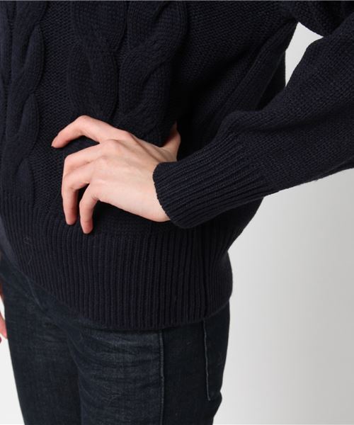 earth music&ecology（アースミュージックアンドエコロジー）の「・ケーブルニットプルオーバー（ニット/セーター・レディース・ライトグレー/アイボリー/ボルドー/マスタード/ライトベージュ/ネイビー・FREE）」の10枚目の写真