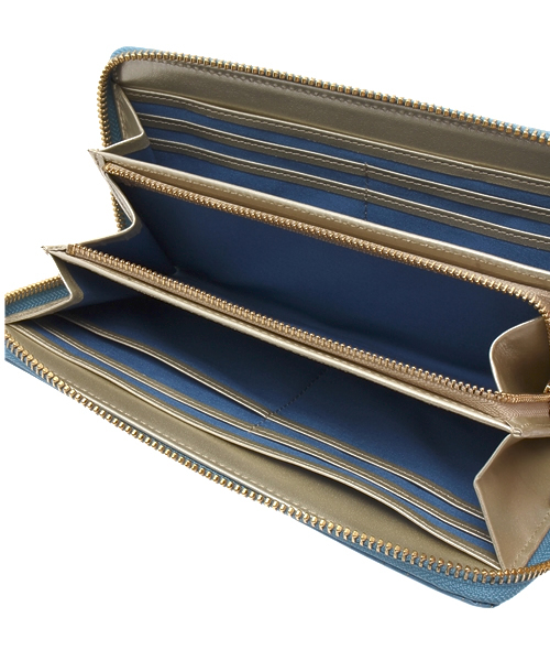 付属品完備❗️新品未使用✨バリーかぶせ長財布ロゴ　ゴールド金具　レザー青系ネイビー r010634-1.jpg