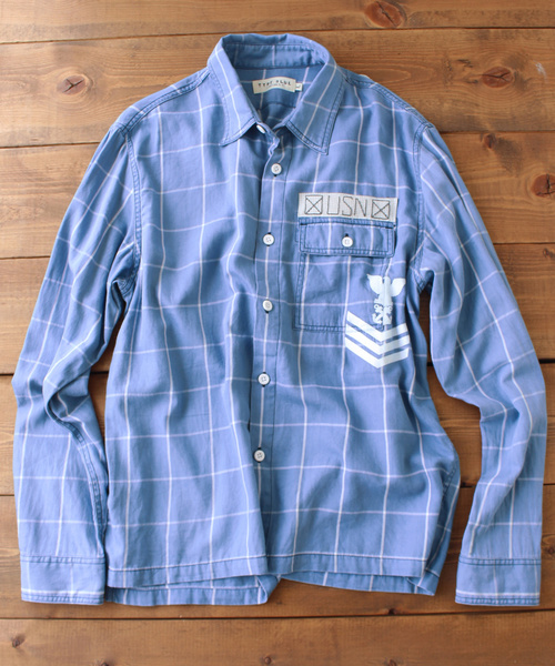 AVIREX(アヴィレックス)の「TYPE BLUE by AVIREX/ タイプブルー バイ アヴィレックス/ 長袖 インディゴ チェックシャツ/ L/S INDIGO CHECK SHIRT(シャツ/ブラウス・メンズ・ブルー系その他/ライトインディゴブルー・LARGE/X-LARGE/MEDIUM)」の2枚目の写真