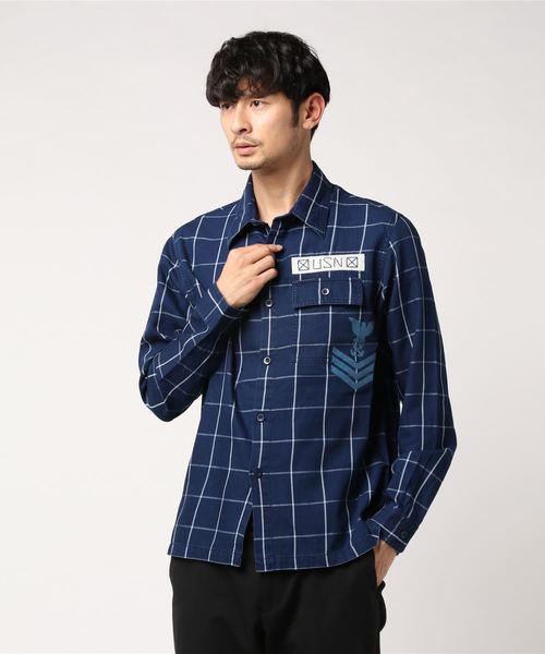 AVIREX(アヴィレックス)の「TYPE BLUE by AVIREX/ タイプブルー バイ アヴィレックス/ 長袖 インディゴ チェックシャツ/ L/S INDIGO CHECK SHIRT(シャツ/ブラウス・メンズ・ブルー系その他/ライトインディゴブルー・LARGE/X-LARGE/MEDIUM)」の7枚目の写真