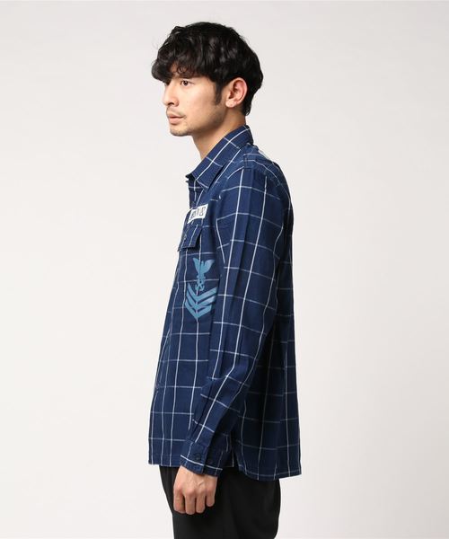 AVIREX(アヴィレックス)の「TYPE BLUE by AVIREX/ タイプブルー バイ アヴィレックス/ 長袖 インディゴ チェックシャツ/ L/S INDIGO CHECK SHIRT(シャツ/ブラウス・メンズ・ブルー系その他/ライトインディゴブルー・LARGE/X-LARGE/MEDIUM)」の3枚目の写真