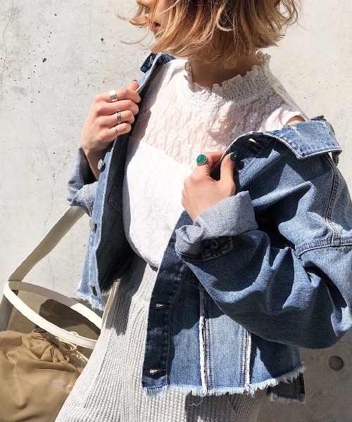 PAGEBOY（ページボーイ）の「レースハイネックノースリーブ（タンクトップ・レディース・オフホワイト/ブラック・FREE）」の3枚目の写真