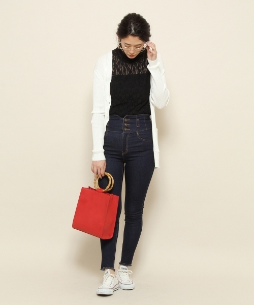 PAGEBOY（ページボーイ）の「レースハイネックノースリーブ（タンクトップ・レディース・オフホワイト/ブラック・FREE）」の9枚目の写真