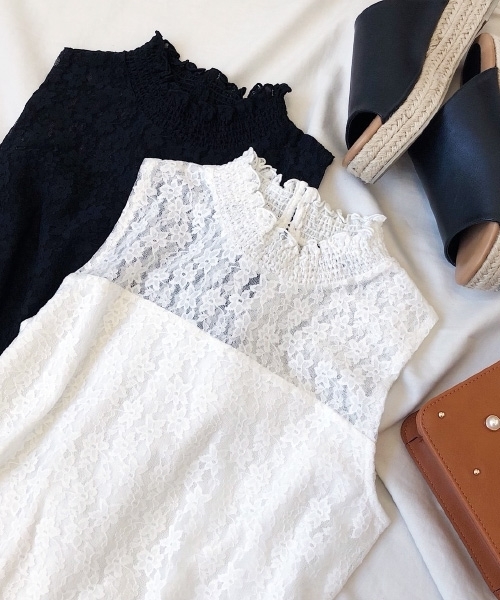 PAGEBOY（ページボーイ）の「レースハイネックノースリーブ（タンクトップ・レディース・オフホワイト/ブラック・FREE）」の10枚目の写真