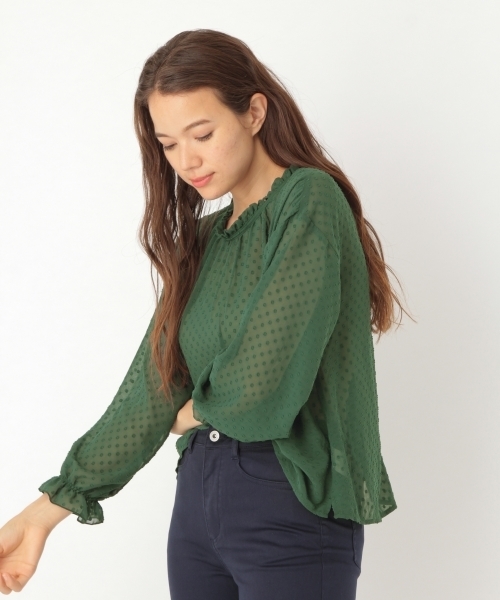 niko and...（ニコアンド）の「ドットドビー2WAYブラウス（シャツ/ブラウス・レディース・ブラック/ネイビー/オフホワイト/グリーン・LARGE/MEDIUM）」の3枚目の写真