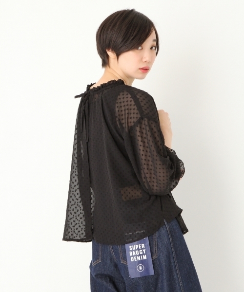 niko and...（ニコアンド）の「ドットドビー2WAYブラウス（シャツ/ブラウス・レディース・ブラック/ネイビー/オフホワイト/グリーン・LARGE/MEDIUM）」の5枚目の写真