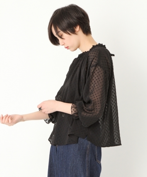 niko and...（ニコアンド）の「ドットドビー2WAYブラウス（シャツ/ブラウス・レディース・ブラック/ネイビー/オフホワイト/グリーン・LARGE/MEDIUM）」の20枚目の写真