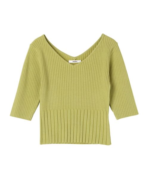 MURUA（ムルーア）の「フロントRIB切替ニット（ニット/セーター・レディース・ライム/ホワイト/ブラック/その他1・FREE）」の4枚目の写真