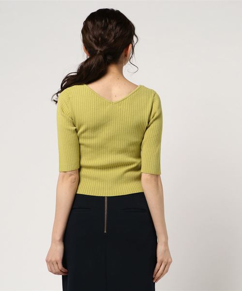 MURUA（ムルーア）の「フロントRIB切替ニット（ニット/セーター・レディース・ライム/ホワイト/ブラック/その他1・FREE）」の6枚目の写真