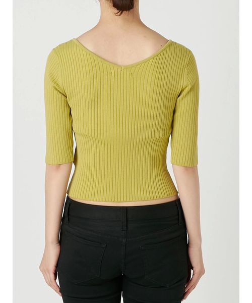 MURUA（ムルーア）の「フロントRIB切替ニット（ニット/セーター・レディース・ライム/ホワイト/ブラック/その他1・FREE）」の7枚目の写真