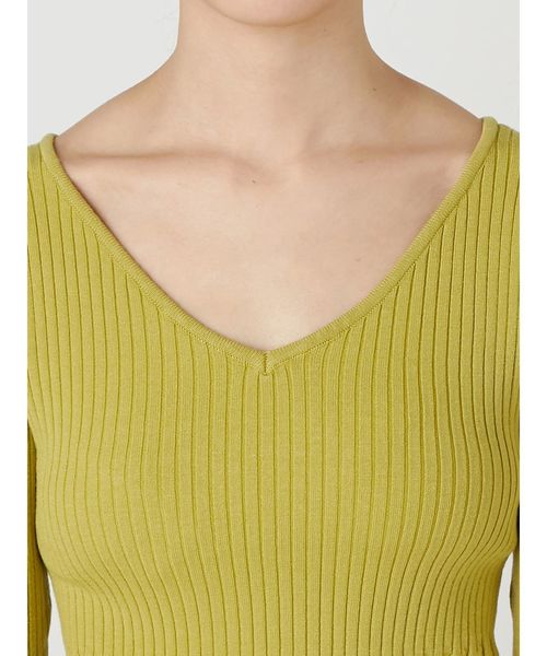 MURUA（ムルーア）の「フロントRIB切替ニット（ニット/セーター・レディース・ライム/ホワイト/ブラック/その他1・FREE）」の8枚目の写真