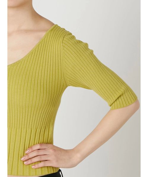 MURUA（ムルーア）の「フロントRIB切替ニット（ニット/セーター・レディース・ライム/ホワイト/ブラック/その他1・FREE）」の9枚目の写真