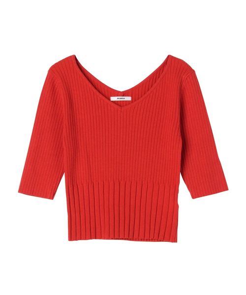 MURUA（ムルーア）の「フロントRIB切替ニット（ニット/セーター・レディース・ライム/ホワイト/ブラック/その他1・FREE）」の18枚目の写真