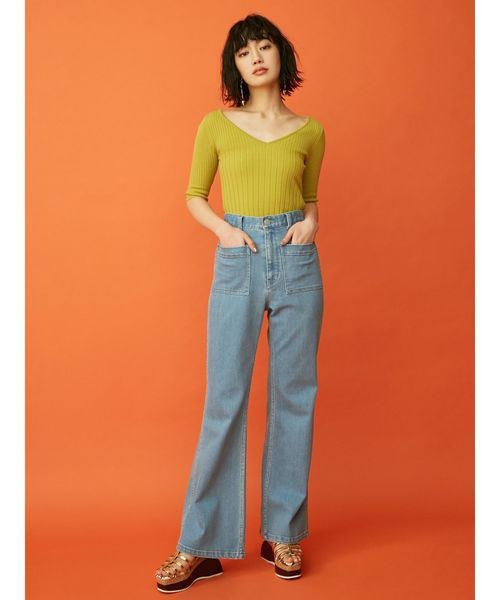 MURUA（ムルーア）の「フロントRIB切替ニット（ニット/セーター・レディース・ライム/ホワイト/ブラック/その他1・FREE）」の22枚目の写真