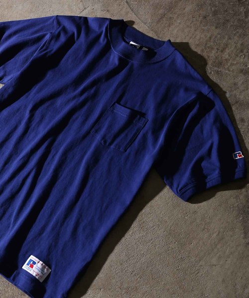 Russell Athletic（ラッセルアスレティック）の「【RUSSELL for ADAM ET ROPE'】モックネックTシャツ（Tシャツ/カットソー・メンズ・ホワイト/ネイビー/オレンジ・M/L）」の3枚目の写真