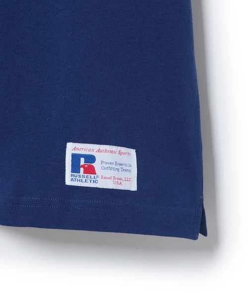 Russell Athletic（ラッセルアスレティック）の「【RUSSELL for ADAM ET ROPE'】モックネックTシャツ（Tシャツ/カットソー・メンズ・ホワイト/ネイビー/オレンジ・M/L）」の8枚目の写真