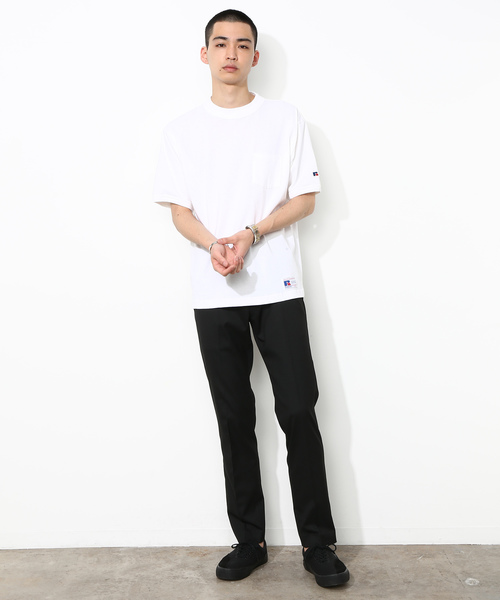 Russell Athletic（ラッセルアスレティック）の「【RUSSELL for ADAM ET ROPE'】モックネックTシャツ（Tシャツ/カットソー・メンズ・ホワイト/ネイビー/オレンジ・M/L）」の21枚目の写真