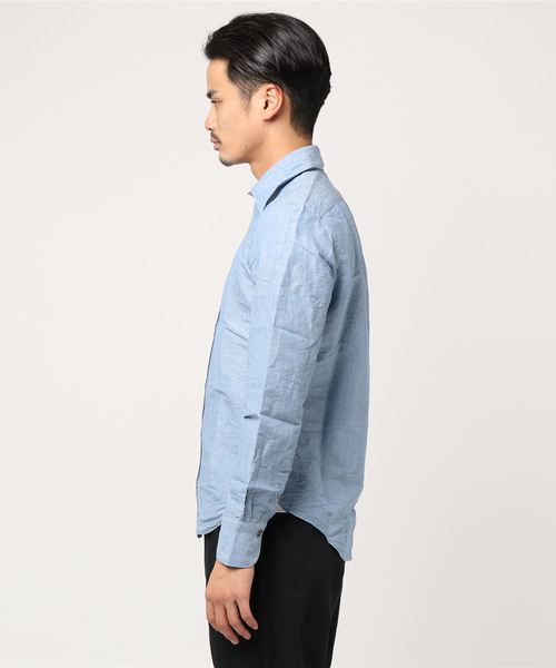 【美品】FINAMORE BART コットンリネンオープンカラーシャツ Finamore フィナモレ BART バート コットンリネン オープン