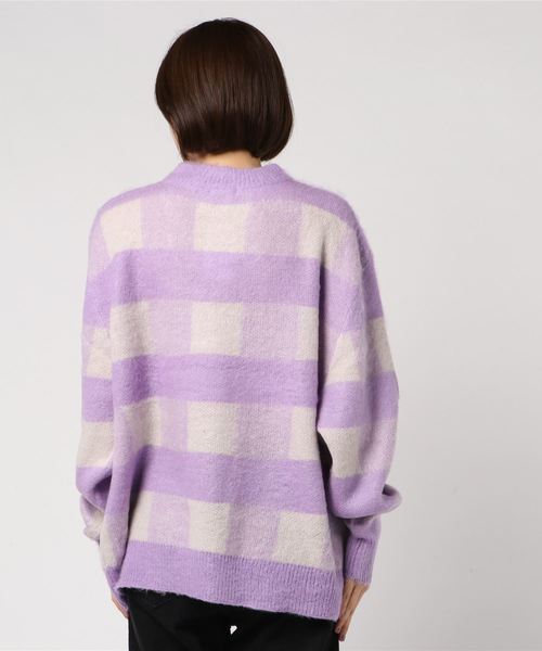 LOWRYS FARM（ローリーズファーム）の「７Ｇチェックチュニックプルオーバー　809295（ニット/セーター・レディース・ブラウン/グレー/イエロー/パープル・FREE）」の6枚目の写真