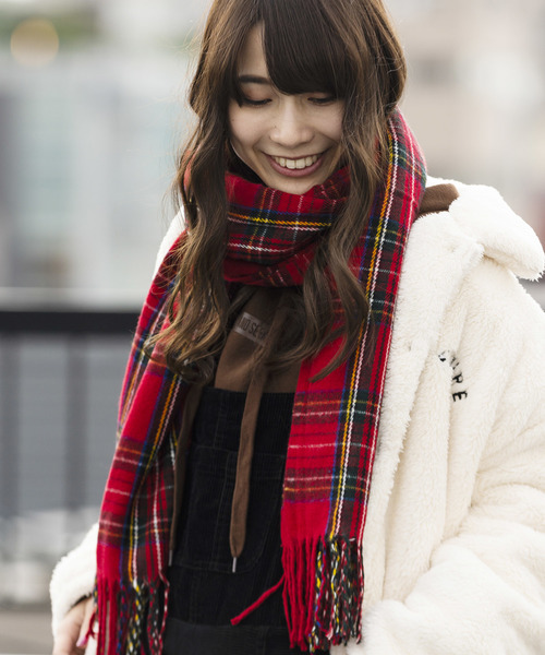 WEGO（ウィゴー）の「WEGO/チェックストール（ストール/ショール・レディース・ライトグレー/ネイビー/ブラウン/レッド/オフホワイト/ピンク/イエロー/グリーン/ダークグレー/ブルー系その他/キャメル/ライトピンク/ワイン/ブルー/ライトブラウン/その他1・FREE）」の14枚目の写真