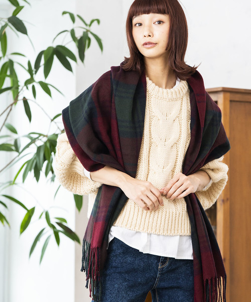 WEGO（ウィゴー）の「WEGO/チェックストール（ストール/ショール・レディース・ライトグレー/ネイビー/ブラウン/レッド/オフホワイト/ピンク/イエロー/グリーン/ダークグレー/ブルー系その他/キャメル/ライトピンク/ワイン/ブルー/ライトブラウン/その他1・FREE）」の15枚目の写真