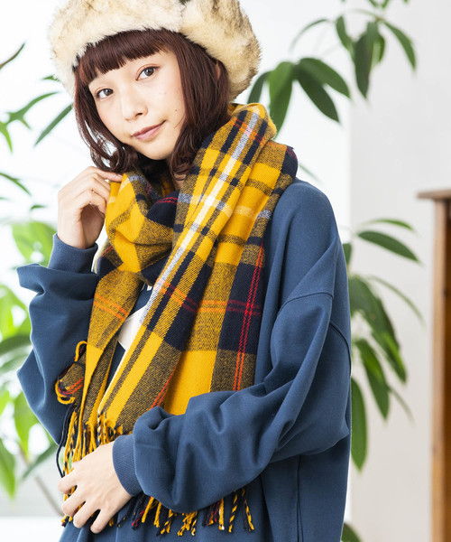 WEGO（ウィゴー）の「WEGO/チェックストール（ストール/ショール・レディース・ライトグレー/ネイビー/ブラウン/レッド/オフホワイト/ピンク/イエロー/グリーン/ダークグレー/ブルー系その他/キャメル/ライトピンク/ワイン/ブルー/ライトブラウン/その他1・FREE）」の11枚目の写真