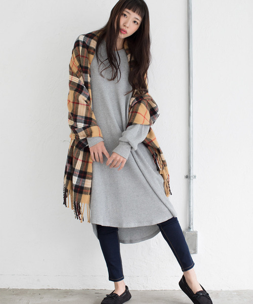 WEGO（ウィゴー）の「WEGO/チェックストール（ストール/ショール・レディース・ライトグレー/ネイビー/ブラウン/レッド/オフホワイト/ピンク/イエロー/グリーン/ダークグレー/ブルー系その他/キャメル/ライトピンク/ワイン/ブルー/ライトブラウン/その他1・FREE）」の17枚目の写真