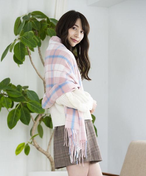WEGO（ウィゴー）の「WEGO/チェックストール（ストール/ショール・レディース・ライトグレー/ネイビー/ブラウン/レッド/オフホワイト/ピンク/イエロー/グリーン/ダークグレー/ブルー系その他/キャメル/ライトピンク/ワイン/ブルー/ライトブラウン/その他1・FREE）」の22枚目の写真