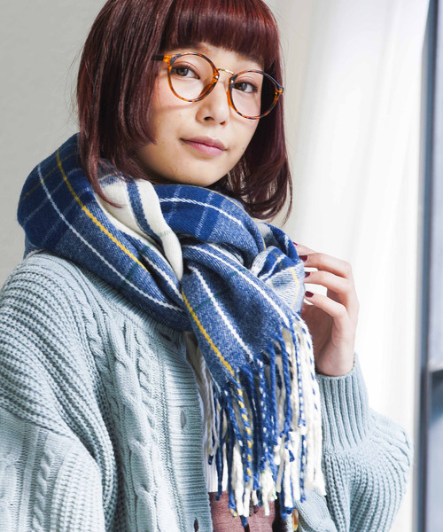 WEGO（ウィゴー）の「WEGO/チェックストール（ストール/ショール・レディース・ライトグレー/ネイビー/ブラウン/レッド/オフホワイト/ピンク/イエロー/グリーン/ダークグレー/ブルー系その他/キャメル/ライトピンク/ワイン/ブルー/ライトブラウン/その他1・FREE）」の9枚目の写真