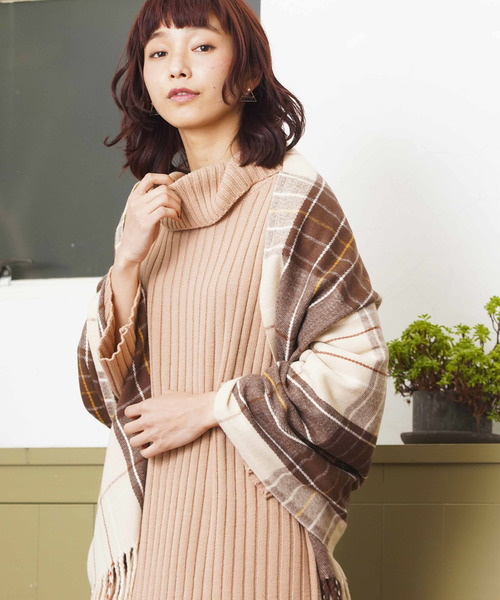 WEGO（ウィゴー）の「WEGO/チェックストール（ストール/ショール・レディース・ライトグレー/ネイビー/ブラウン/レッド/オフホワイト/ピンク/イエロー/グリーン/ダークグレー/ブルー系その他/キャメル/ライトピンク/ワイン/ブルー/ライトブラウン/その他1・FREE）」の6枚目の写真