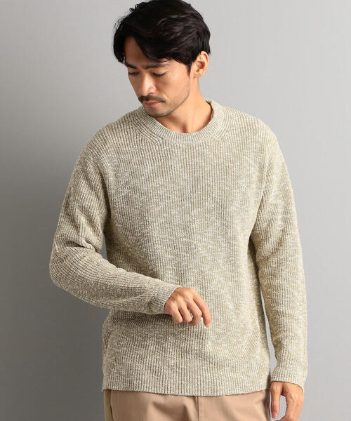 green label relaxing（グリーンレーベルリラクシング）の「SC マルチメランジ 畦 クルー ニット ◆（ニット/セーター・メンズ・ライトブルー/ナチュラル/オレンジ系その他・S/M/L）」の2枚目の写真